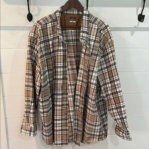 Plaid Men's Shirt in Brown and White